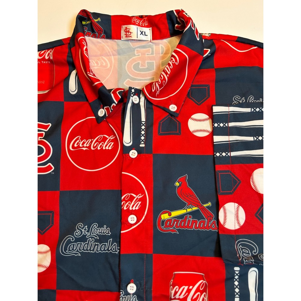 St. Louis Cardinals Coca-Cola Button Down Shirt Mens XL Baseball MLB